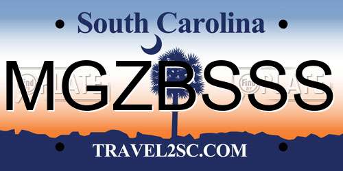 MGZBSSS South Carolina License Plate