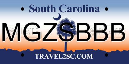 MGZSBBB South Carolina License Plate