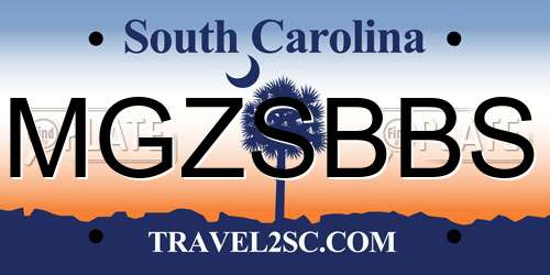 MGZSBBS South Carolina License Plate