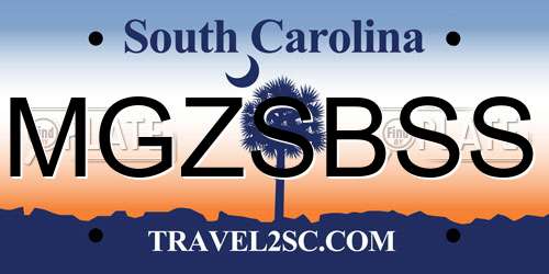 MGZSBSS South Carolina License Plate