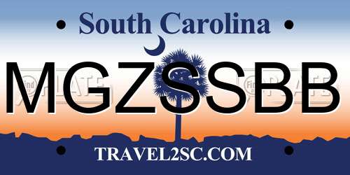 MGZSSBB South Carolina License Plate
