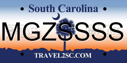MGZSSSS South Carolina License Plate