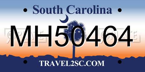 MH50464 South Carolina License Plate
