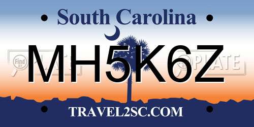 MH5K6Z South Carolina License Plate
