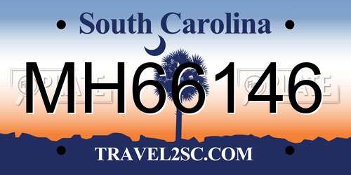 MH66146 South Carolina License Plate