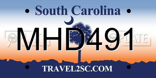 MHD491 South Carolina License Plate