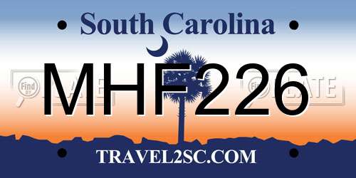 MHF226 South Carolina License Plate