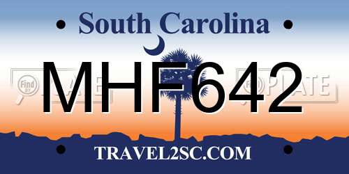 MHF642 South Carolina License Plate