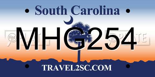 MHG254 South Carolina License Plate