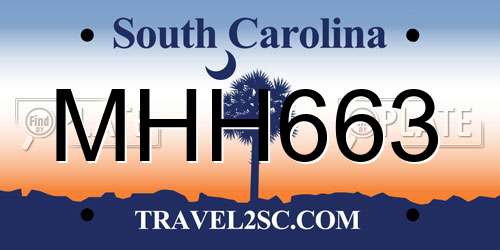 MHH663 South Carolina License Plate