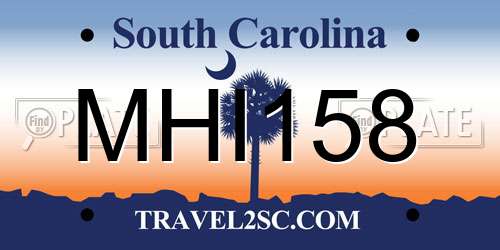 MHI158 South Carolina License Plate