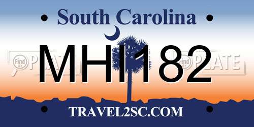 MHI182 South Carolina License Plate
