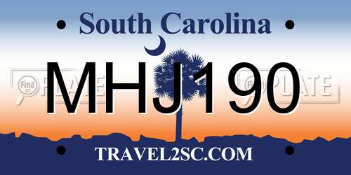 MHJ190 South Carolina License Plate