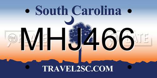 MHJ466 South Carolina License Plate