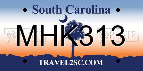 MHK313 South Carolina License Plate
