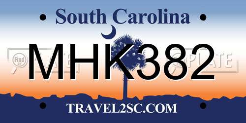 MHK382 South Carolina License Plate