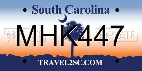 MHK447 South Carolina License Plate