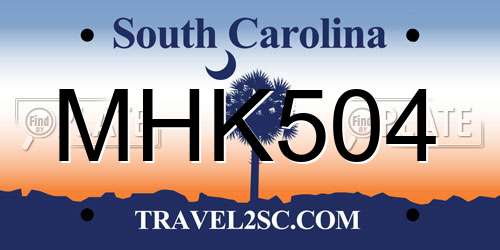 MHK504 South Carolina License Plate