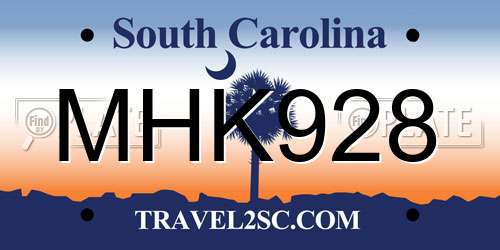 MHK928 South Carolina License Plate