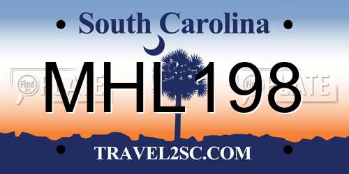 MHL198 South Carolina License Plate