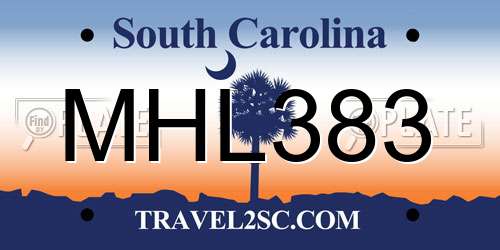MHL383 South Carolina License Plate