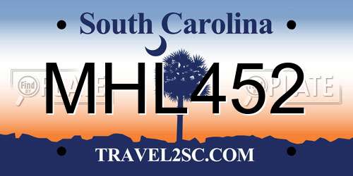 MHL452 South Carolina License Plate