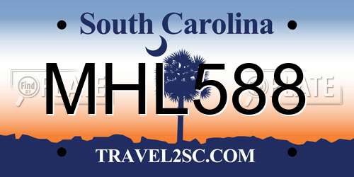 MHL588 South Carolina License Plate