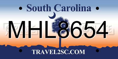MHL8654 South Carolina License Plate