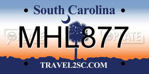 MHL877 South Carolina License Plate