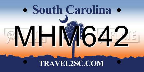 MHM642 South Carolina License Plate