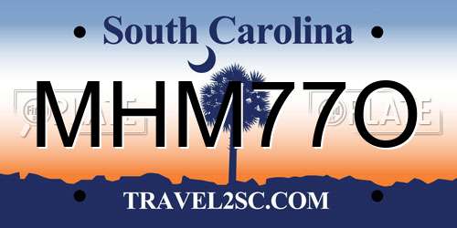 MHM77O South Carolina License Plate