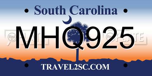 MHQ925 South Carolina License Plate