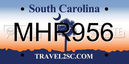 MHR956 South Carolina License Plate