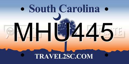 MHU445 South Carolina License Plate