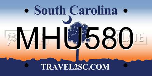 MHU580 South Carolina License Plate