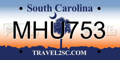 MHU753 South Carolina License Plate