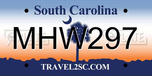 MHW297 South Carolina License Plate