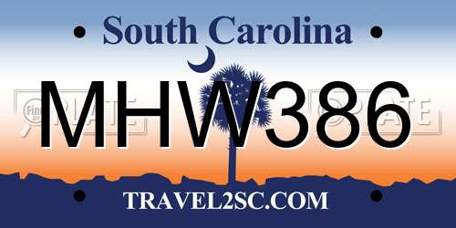 MHW386 South Carolina License Plate