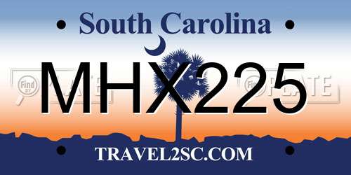 MHX225 South Carolina License Plate