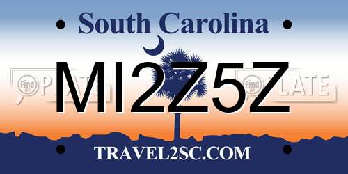 MI2Z5Z South Carolina License Plate