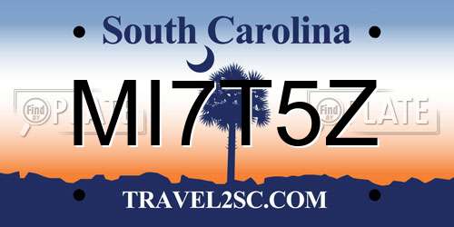MI7T5Z South Carolina License Plate