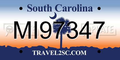 MI97347 South Carolina License Plate