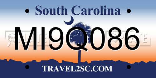 MI9Q086 South Carolina License Plate