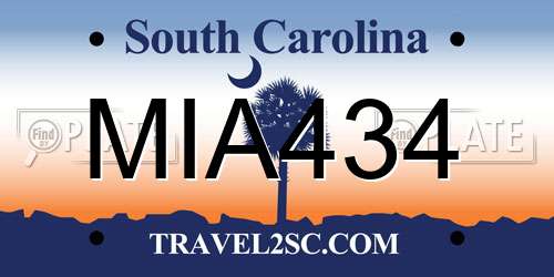 MIA434 South Carolina License Plate