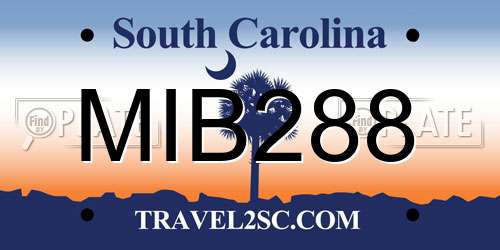 MIB288 South Carolina License Plate