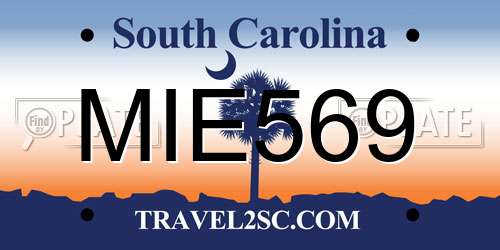 MIE569 South Carolina License Plate