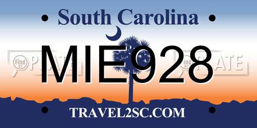 MIE928 South Carolina License Plate