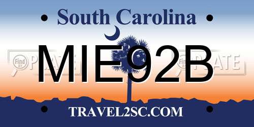 MIE92B South Carolina License Plate