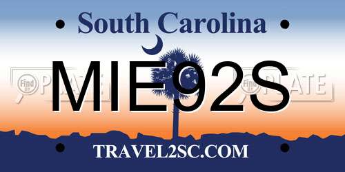 MIE92S South Carolina License Plate