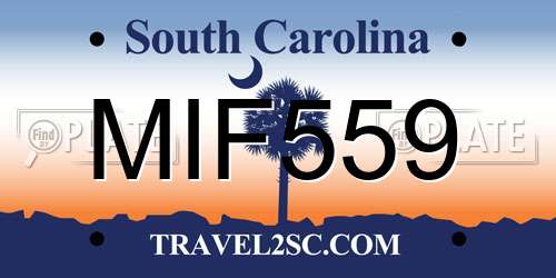 MIF559 South Carolina License Plate